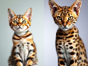Kot bengalski czy savannah – porównanie pochodzenia, charakteru, wielkości i wymagań opiekuńczych
